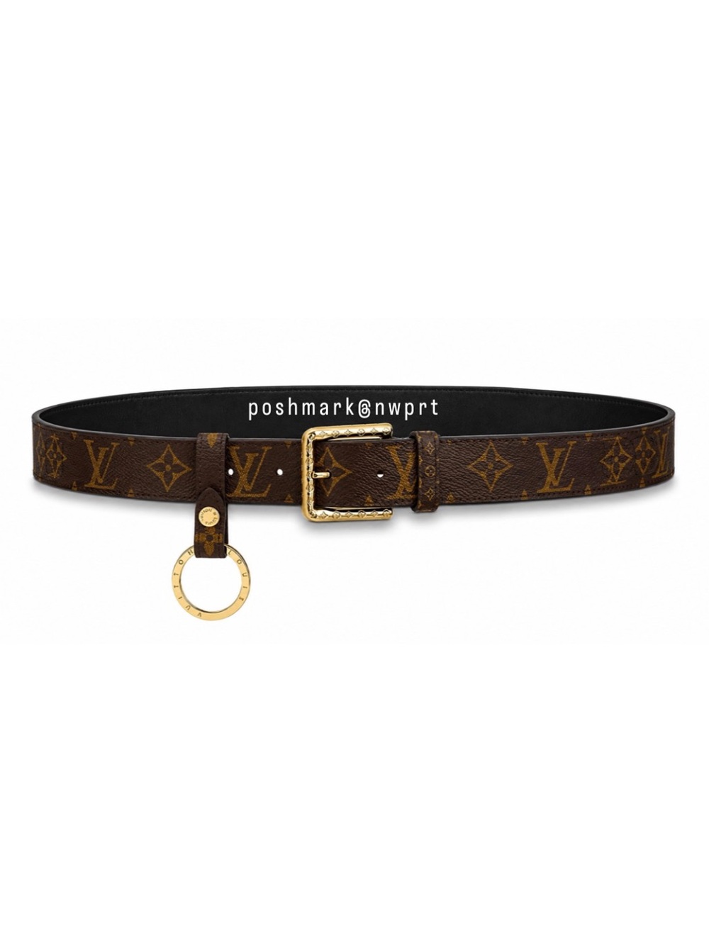 LOUIS VUITTON Daily Monogram Belt Key Ring D-Ring Keychain Brown 80 S Small